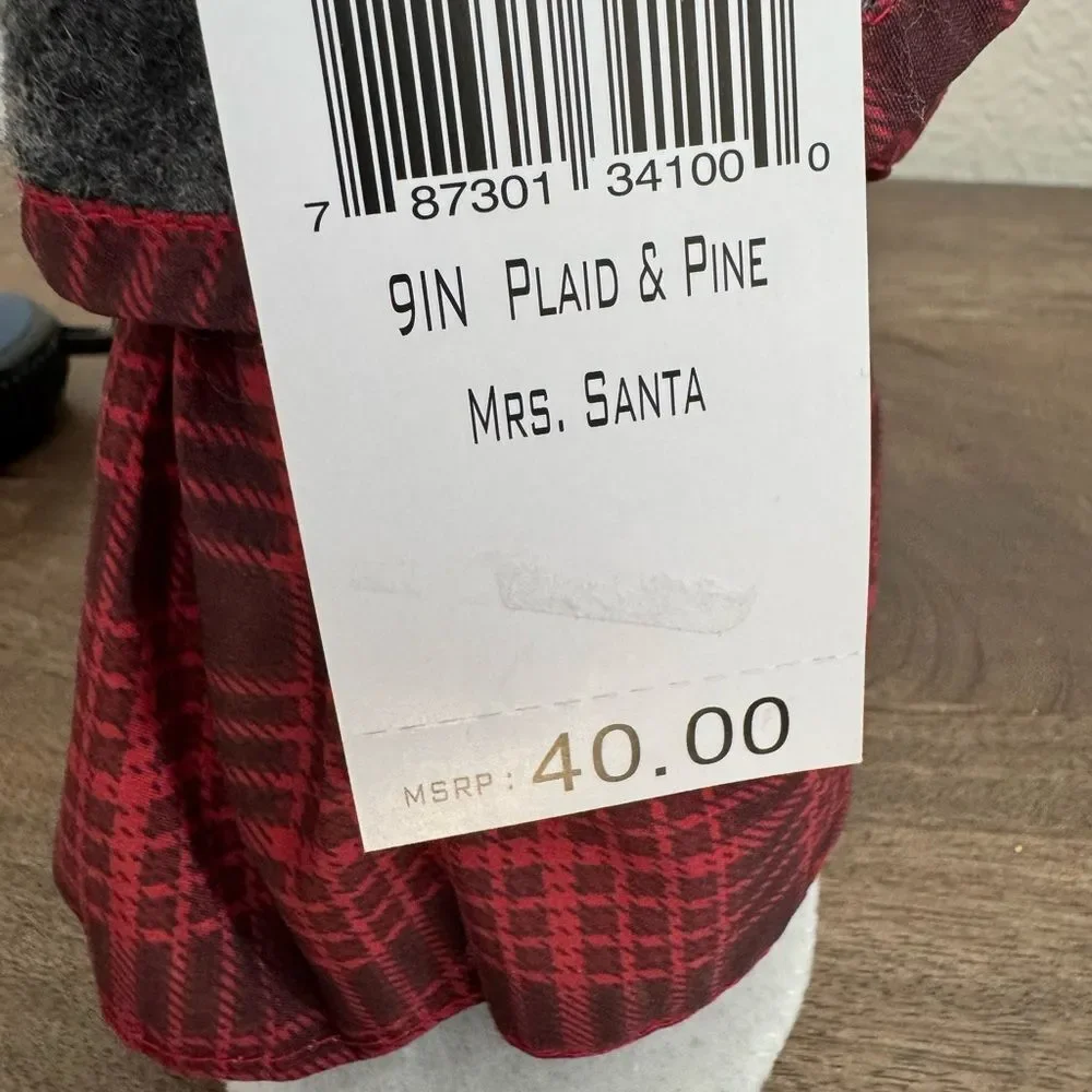 Annalee Plaid & Pine Mrs. Santa Claus Figurine Doll